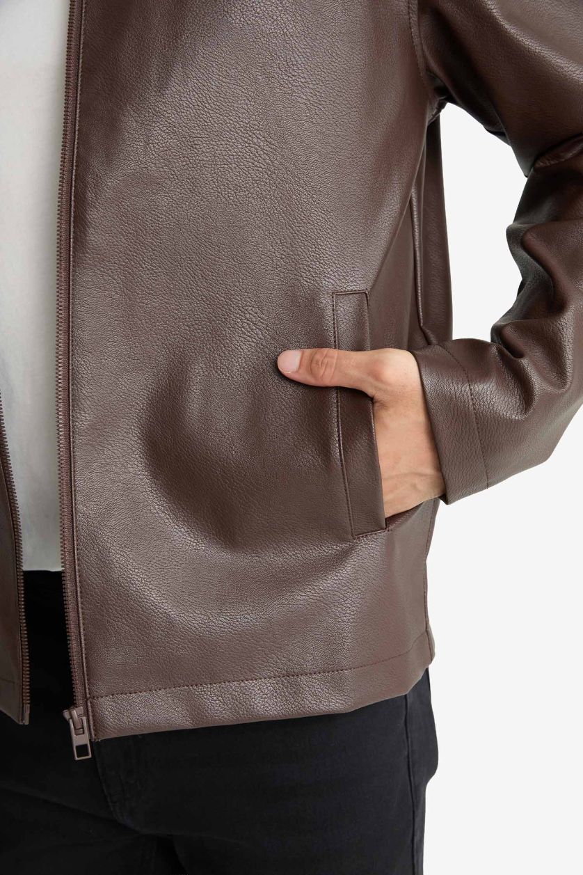 Erkek Kahve Su İtici Slim Fıt Mont