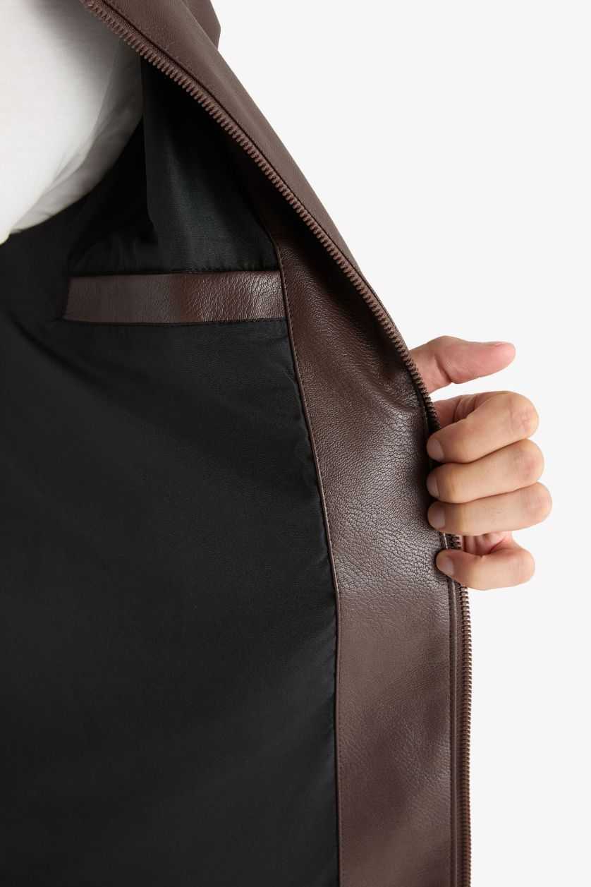 Erkek Kahve Su İtici Slim Fıt Mont