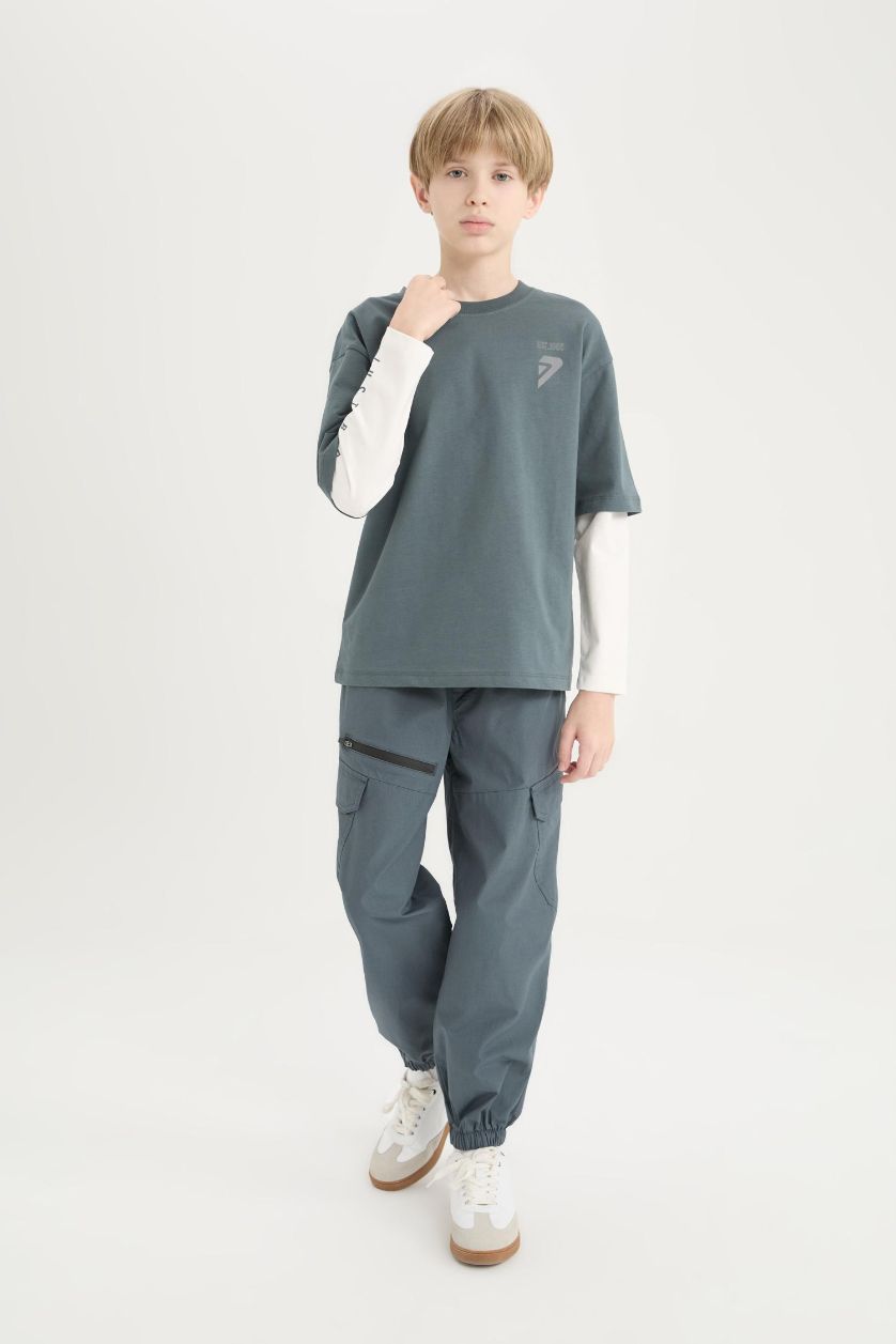 BOYS & TEENS Light Anthracite Boy Regular Fit Standard Leg Parachute Pants