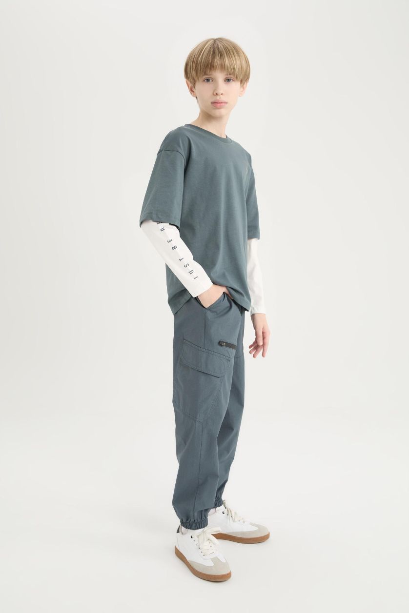 BOYS & TEENS Light Anthracite Boy Regular Fit Standard Leg Parachute Pants