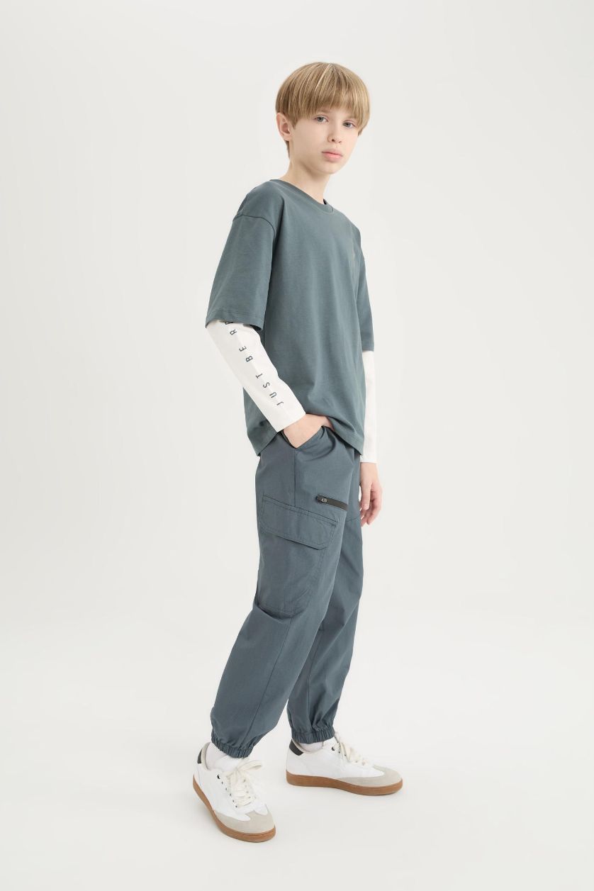 BOYS & TEENS Light Anthracite Boy Regular Fit Standard Leg Parachute Pants