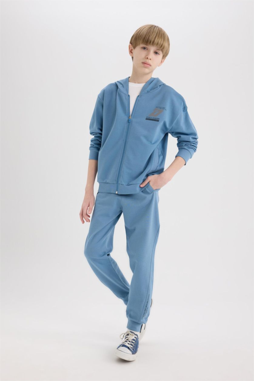 Boys & Teens Indigo Boy Regular Fit Slogan Printed Sweatpants