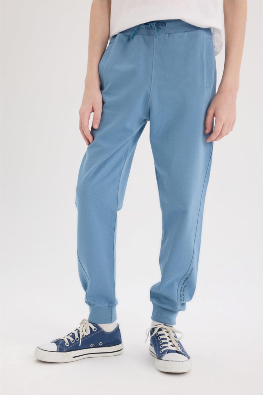 Boys & Teens Indigo Boy Regular Fit Slogan Printed Sweatpants