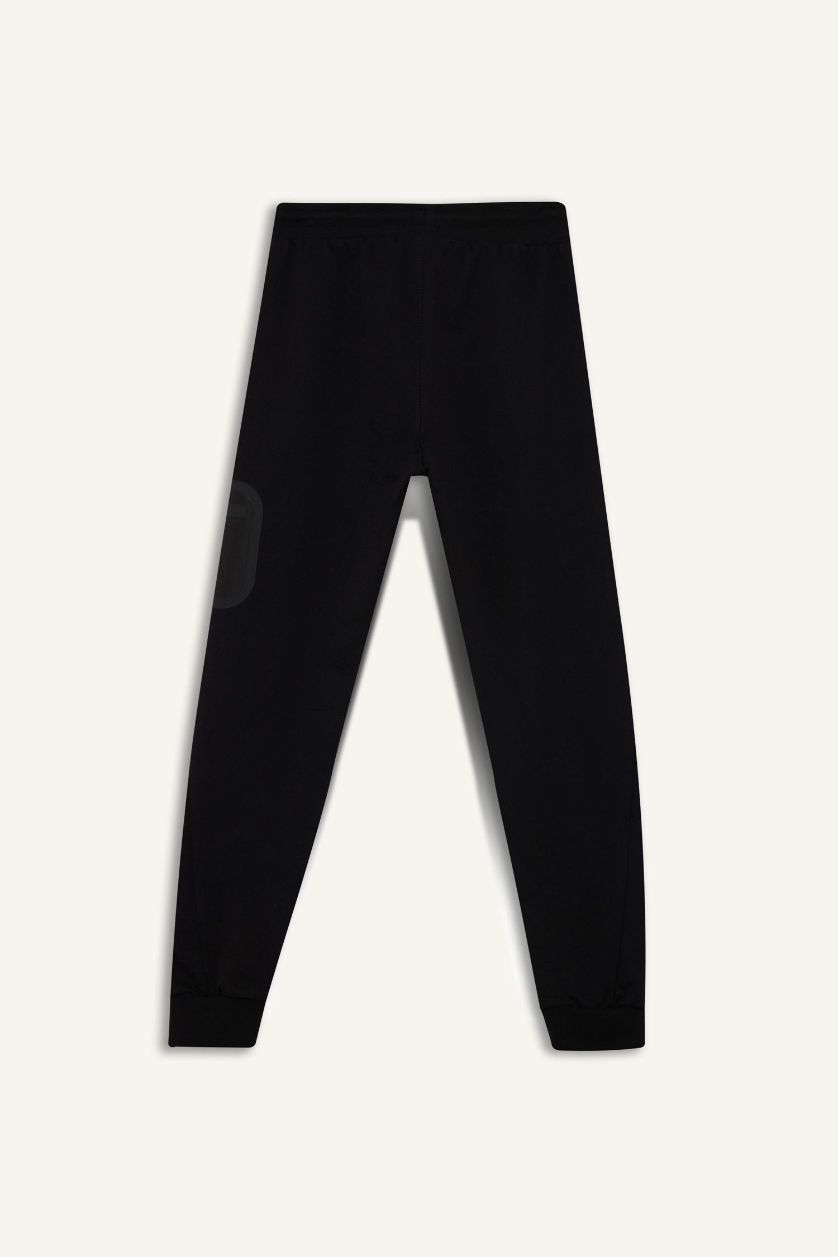 BOYS & TEENS Black Boy Printed Elastic Waist Leg Sweatpants