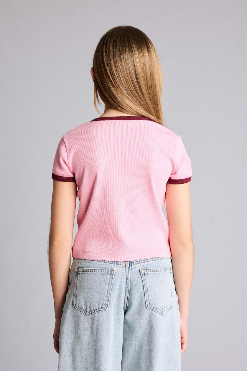 GIRLS & TEENS Pink Girl Slim Fit Slogan Short Sleeve T-Shirt
