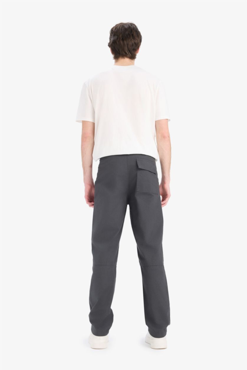 Erkek Antrasit Bol Rahat Kesim Wide Leg Üç Cepli Geniş Paça Yazlık Pantolon