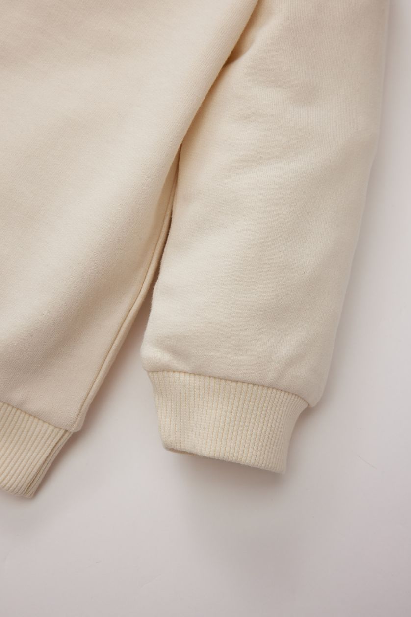 Kız Bebek Ekru Bisiklet Yaka Baskılı Sweatshirt Kız Bebek