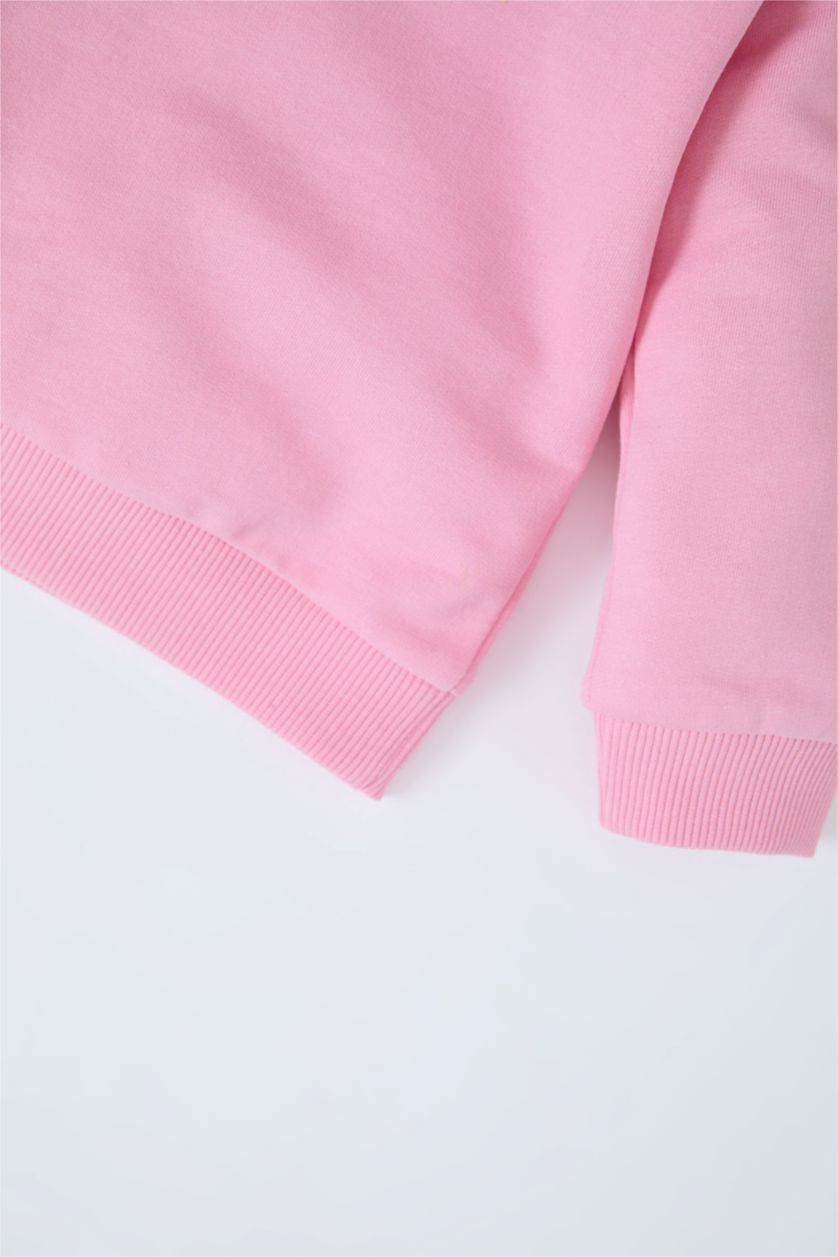 Baby Girl Pink Girl Crew Neck Printed Sweatshirt