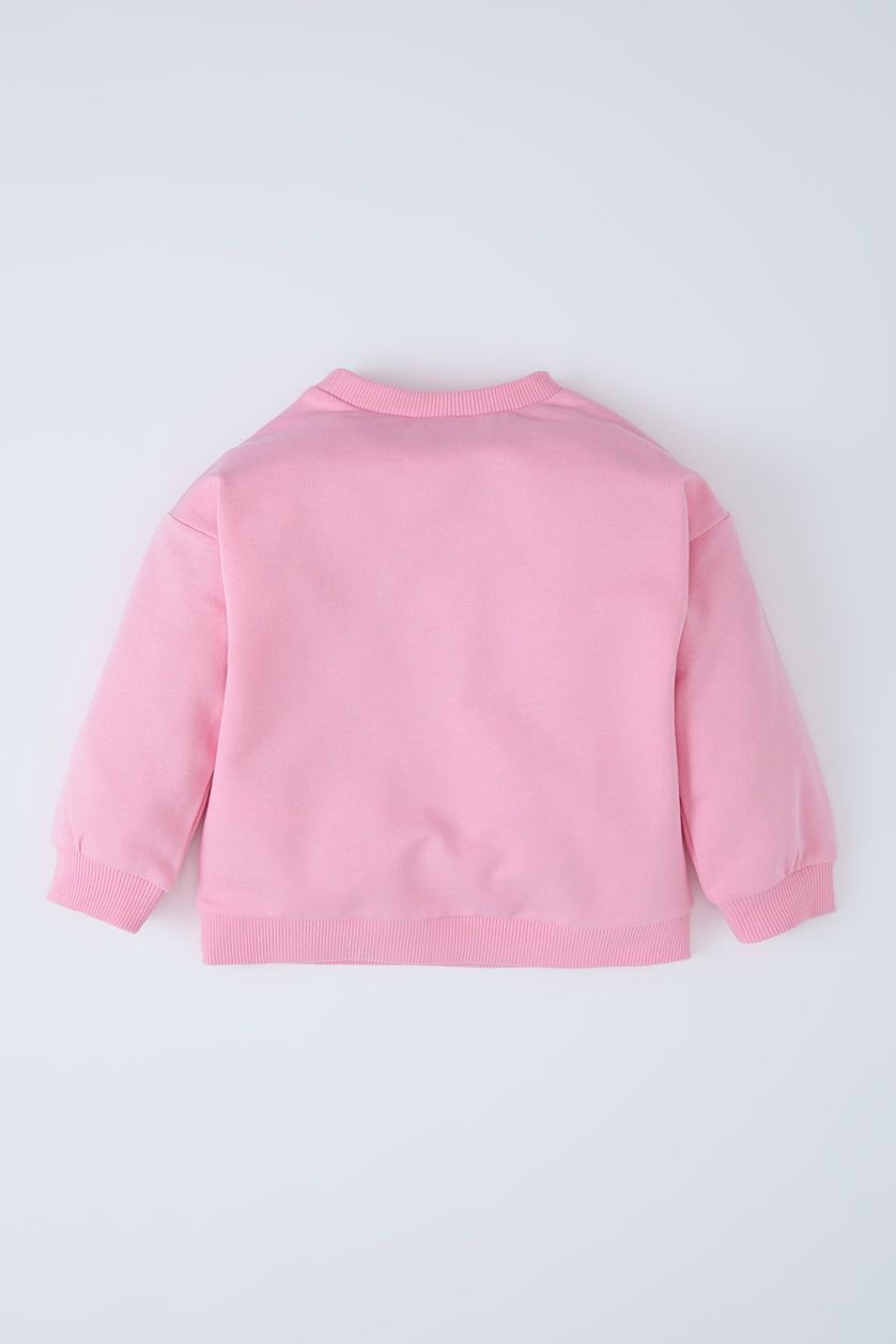 Baby Girl Pink Girl Crew Neck Printed Sweatshirt