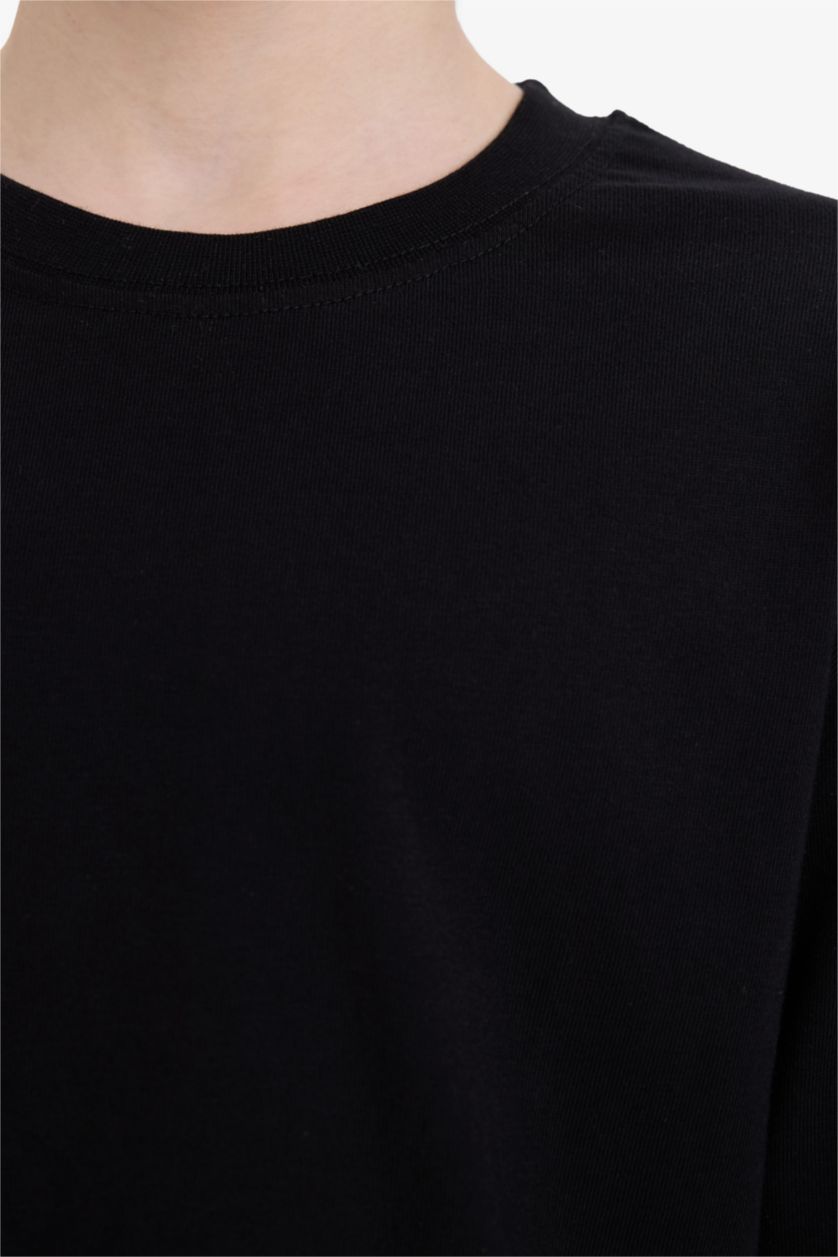 BOYS & TEENS Black Boy Crew Neck Basic Long Sleeve T-Shirt