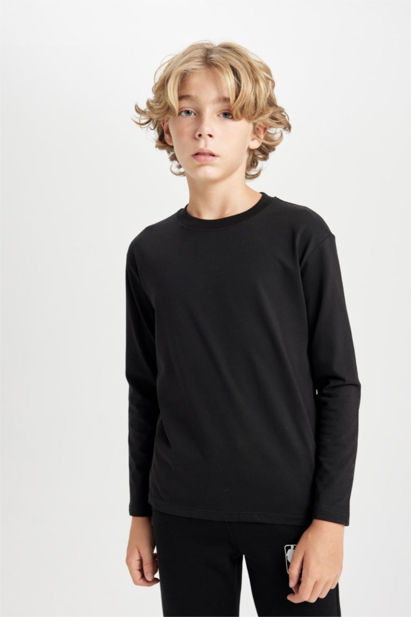 Young Boys - Teen Boys Black Regular Fit Long Sleeve T-Shirt