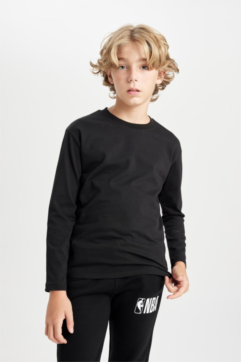 Young Boys - Teen Boys Black Regular Fit Long Sleeve T-Shirt