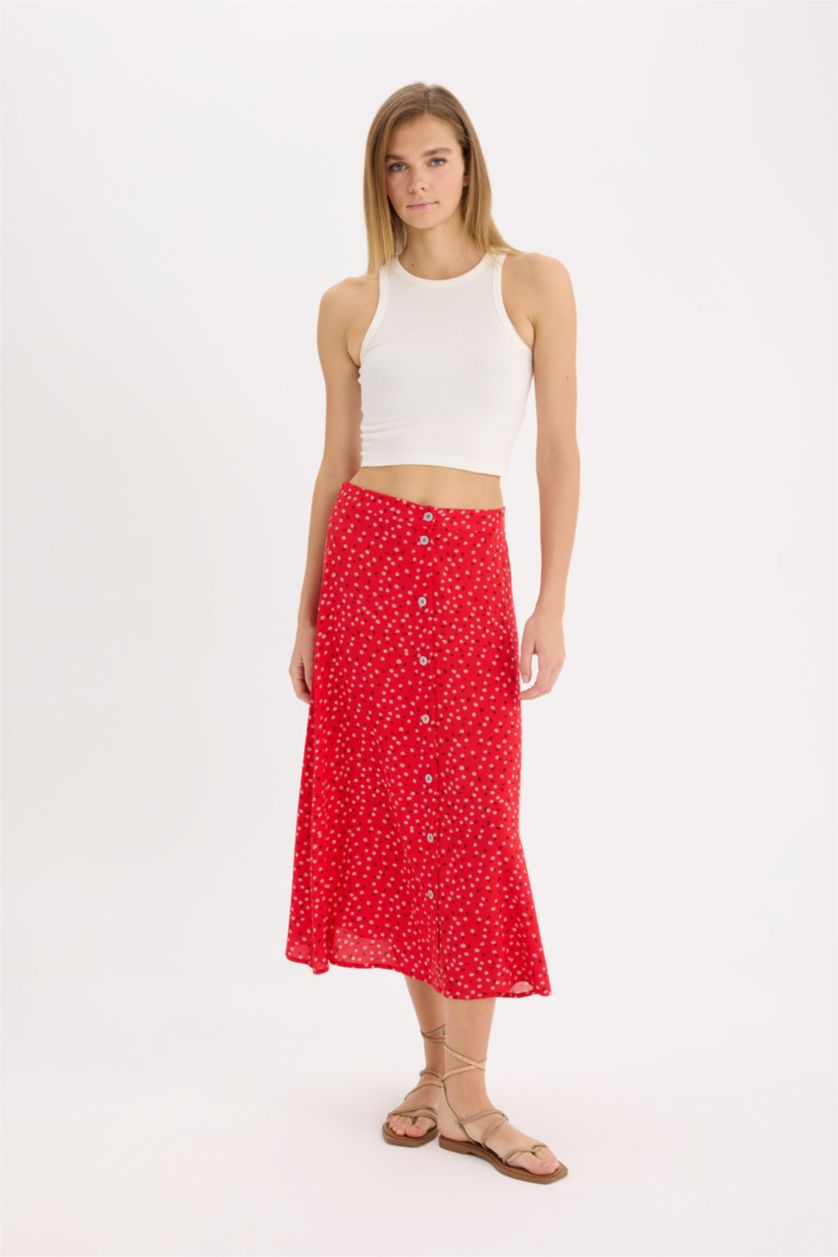 Әйелдерге Маржан гүлді a-сызықты орташа ұзындық Тоқылған юбка