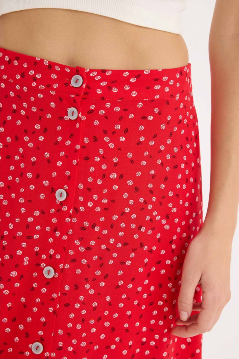 Әйелдерге Маржан гүлді a-сызықты орташа ұзындық Тоқылған юбка