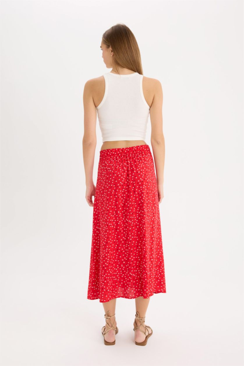 Әйелдерге Маржан гүлді a-сызықты орташа ұзындық Тоқылған юбка