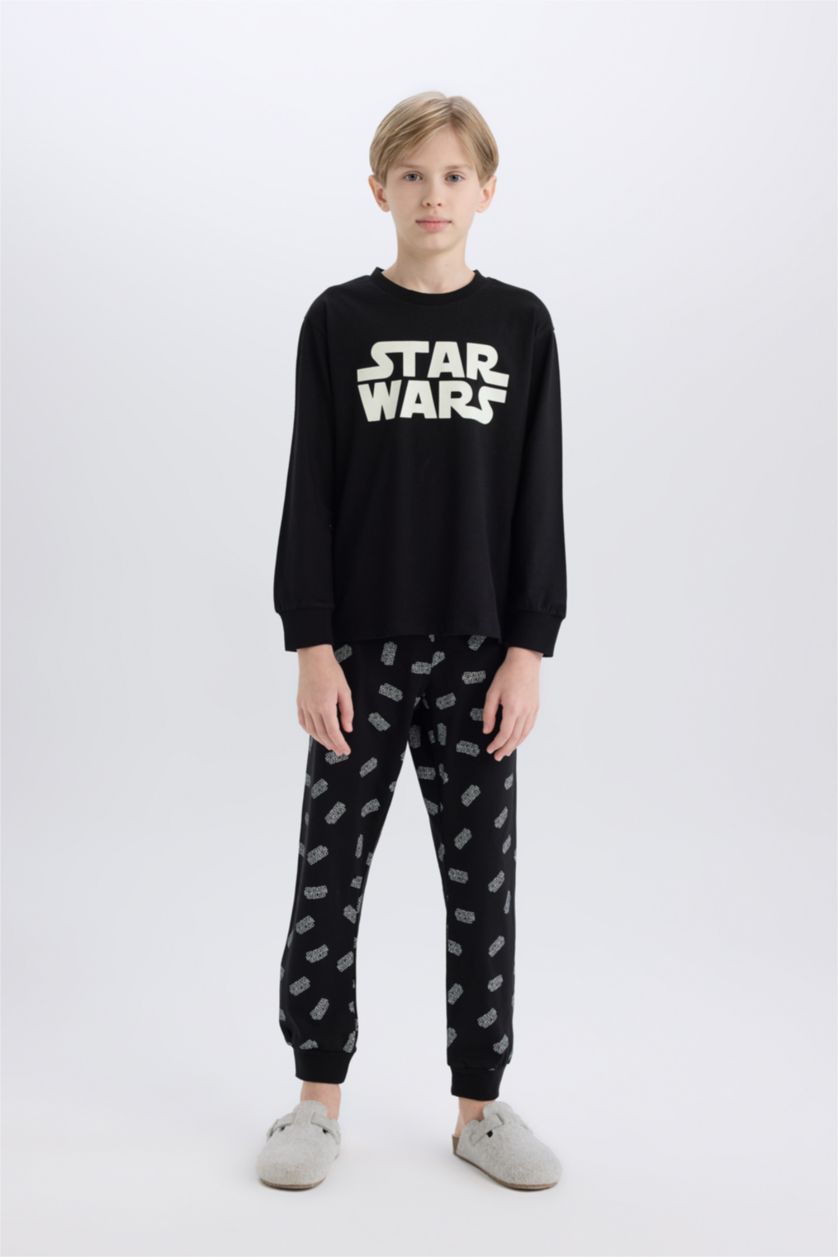 GARÇONS Noir Pyjama Star Wars pour garçon : T-shirt à manches longues et pantalon