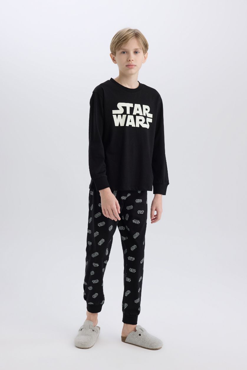 GARÇONS Noir Pyjama Star Wars pour garçon : T-shirt à manches longues et pantalon