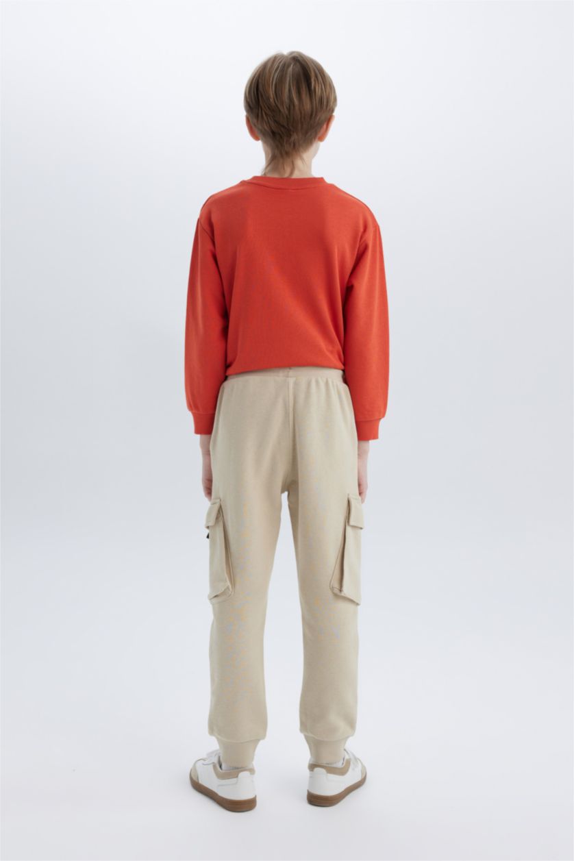 BOYS & TEENS Beige Boy Waist Leg Elastic Cargo Jogger Sweatpants