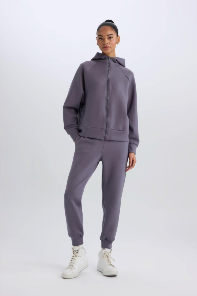 Kadın Mor Sporcu Jogger Eşofman Altı Beli Lastikli Standart Fit Standart Paça Standart Boy