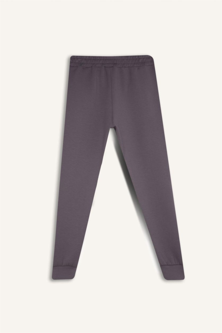 Kadın Mor Sporcu Jogger Eşofman Altı Beli Lastikli Standart Fit Standart Paça Standart Boy