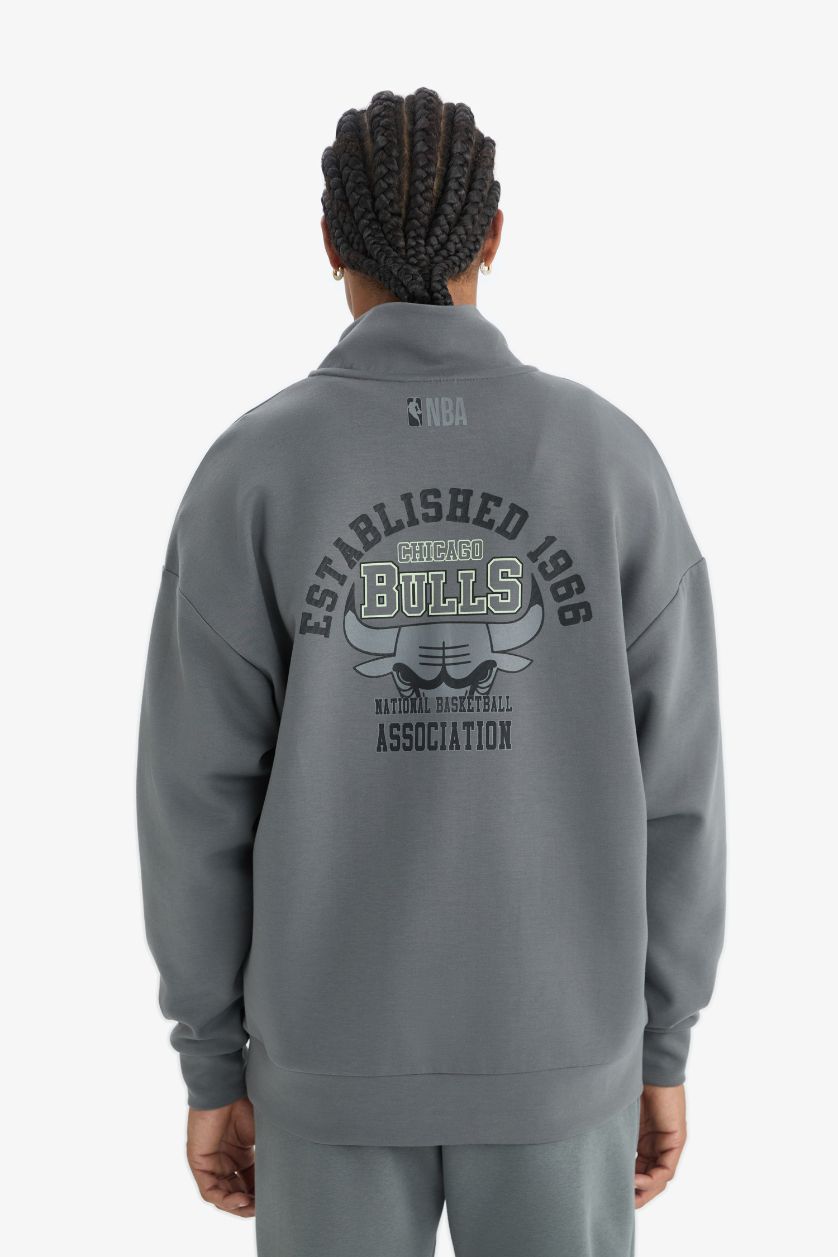 Erkek Koyu Gri Oversıze Skuba Dalgıç Kumaş Sweatshirt