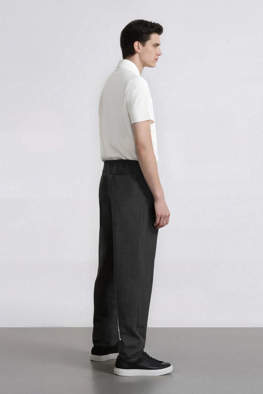 رجال ميلانج أنترا بنطرون سادة جوجر برجل عادي برباط