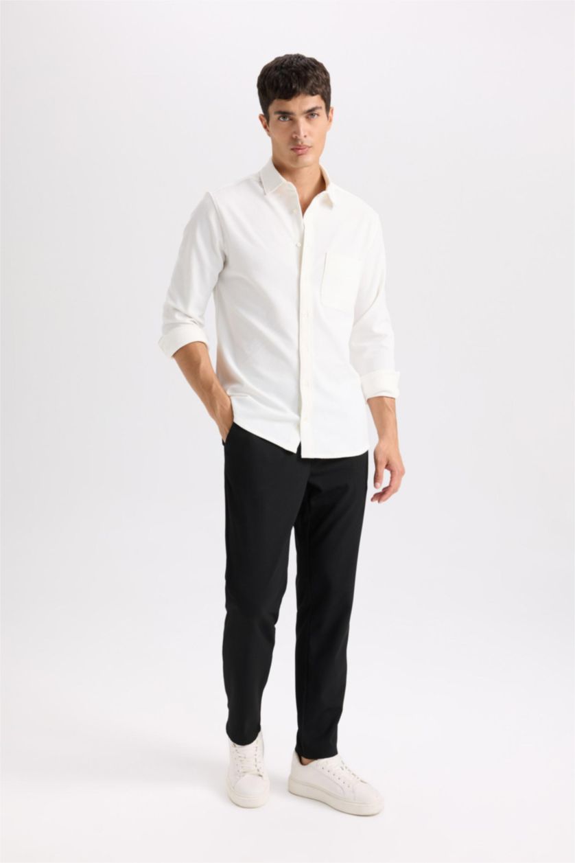 Erkek Siyah 	Basic Düz Beli Lastikli Bağcıklı Cepli Jogger Düz Paça Siyah Pantolon