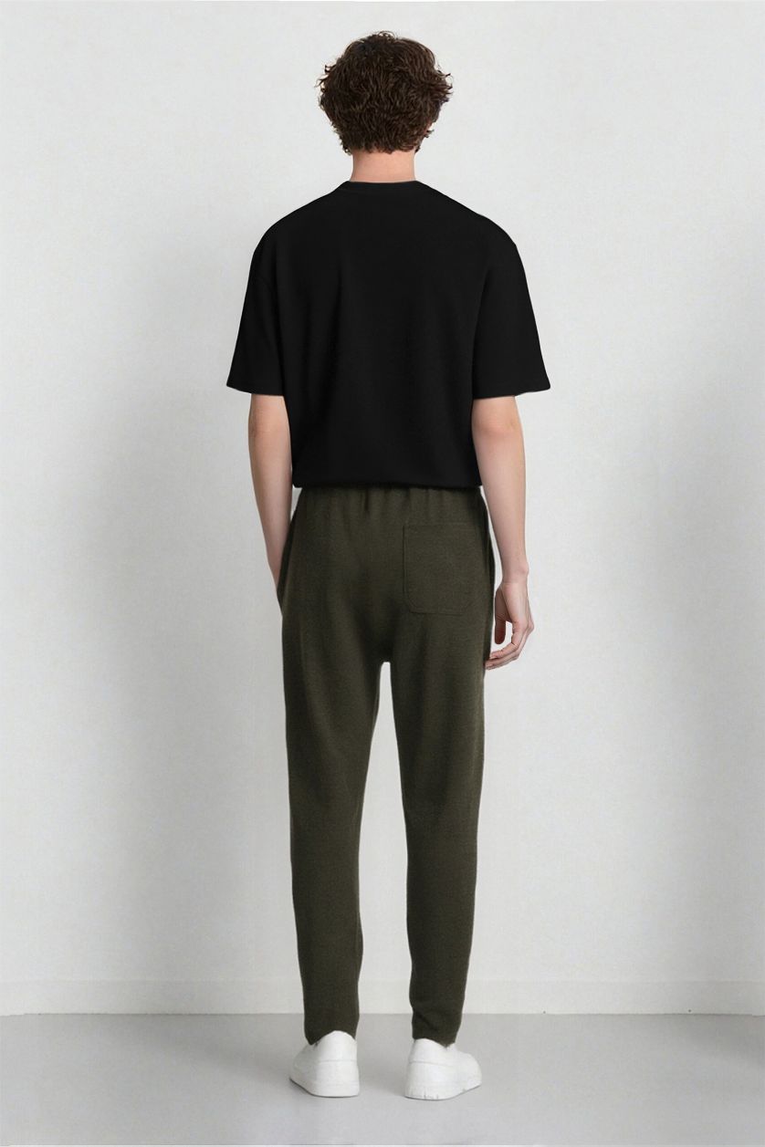 رجالي كاكي بنطلون جوجر برجل عادي ورباط من الخصر