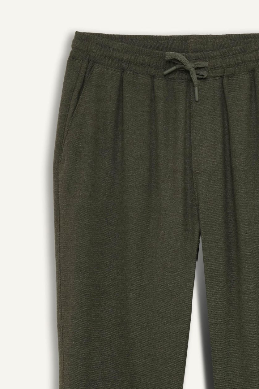 رجالي كاكي بنطلون جوجر برجل عادي ورباط من الخصر