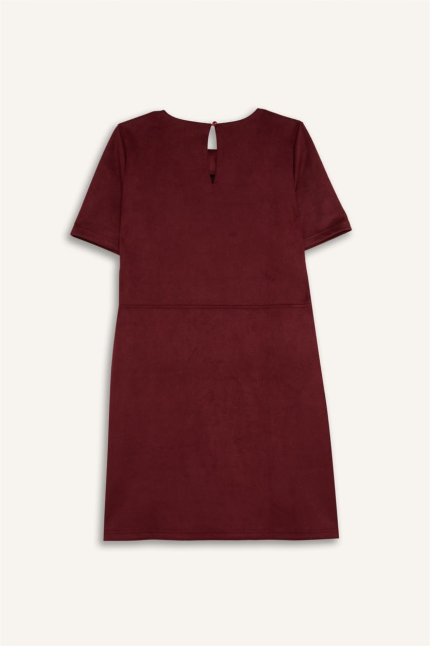 FEMME Bordeaux Mini robe à manches courtes et Col rond