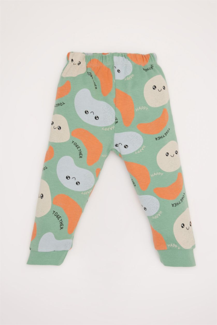 Baby Boy Green 2 piece Regular Fit Crew Neck Printed Knitted Pyjamas