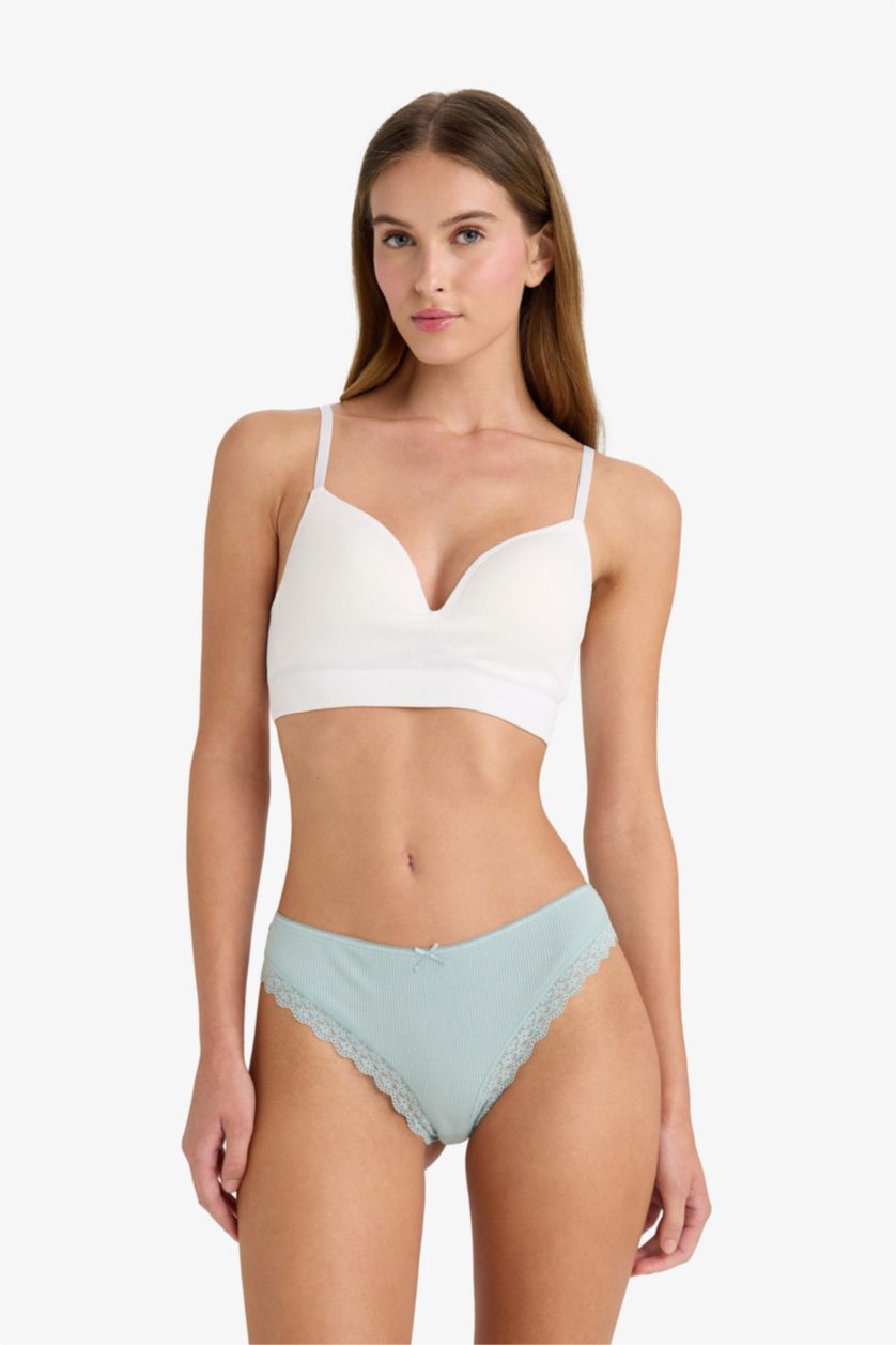 Kadın Gri Melanj Dantel Detaylı Ribana 3'lü Brazilian Külot