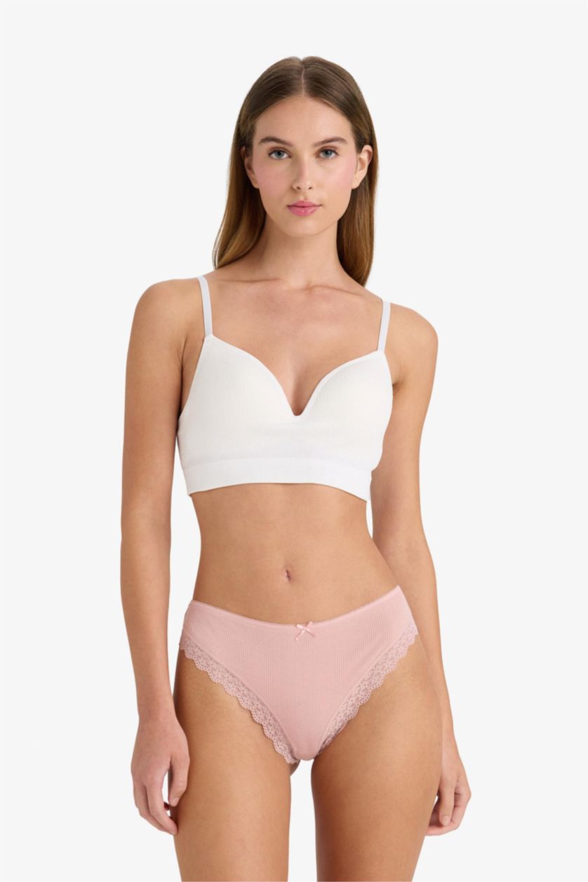 Kadın Gri Melanj Dantel Detaylı Ribana 3'lü Brazilian Külot