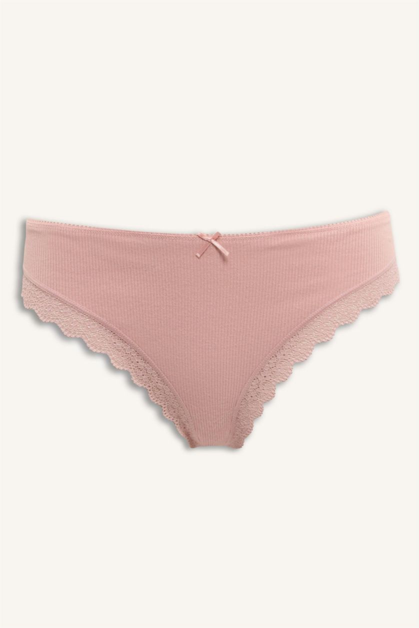 Kadın Gri Melanj Dantel Detaylı Ribana 3'lü Brazilian Külot