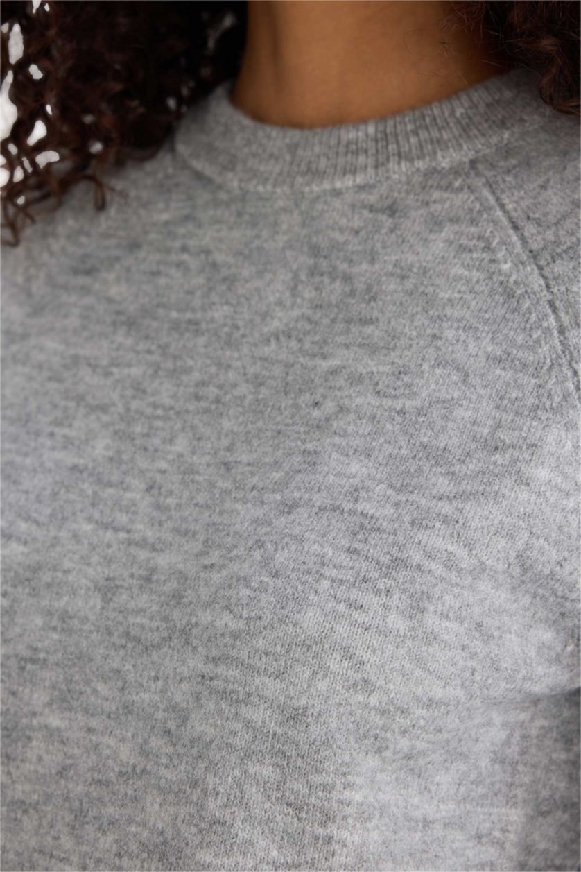 Woman Light Grey Regular Fit Basic Soft Touch Soft Knit Pullover