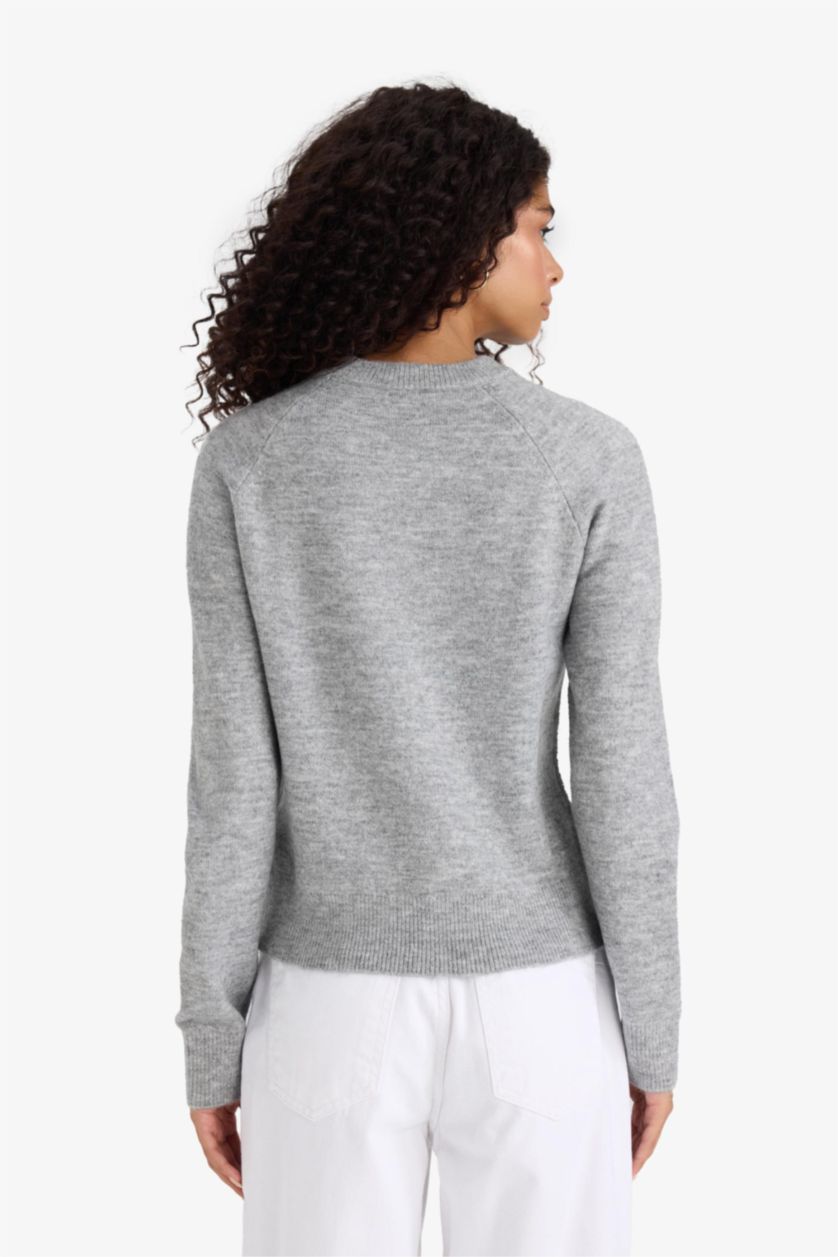 Woman Light Grey Regular Fit Basic Soft Touch Soft Knit Pullover
