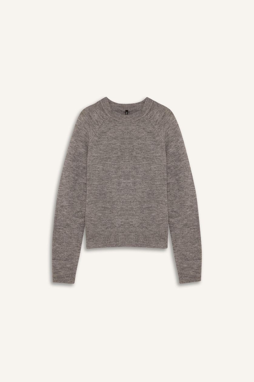 Woman Light Grey Regular Fit Basic Soft Touch Soft Knit Pullover