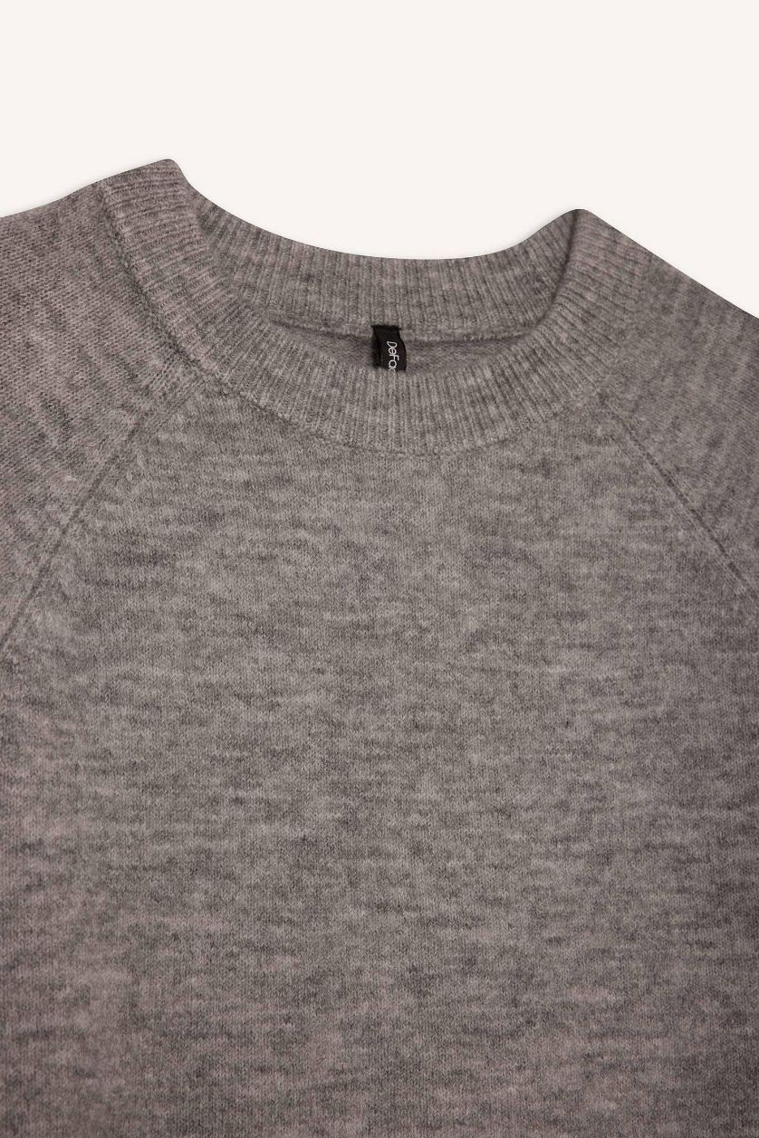 Woman Light Grey Regular Fit Basic Soft Touch Soft Knit Pullover