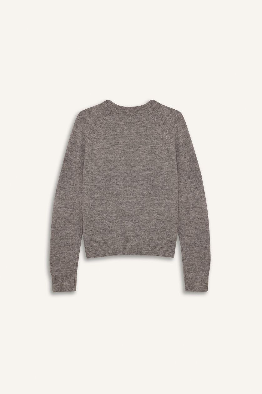 Woman Light Grey Regular Fit Basic Soft Touch Soft Knit Pullover