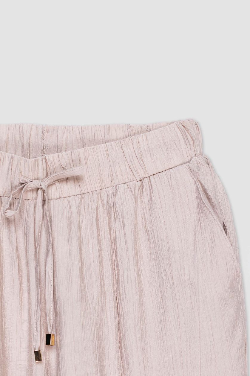 WOMAN Light Stone Straight Fit Crinkle Fabric Trousers