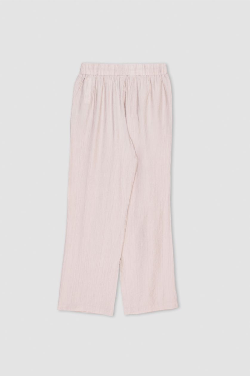 WOMAN Light Stone Straight Fit Crinkle Fabric Trousers