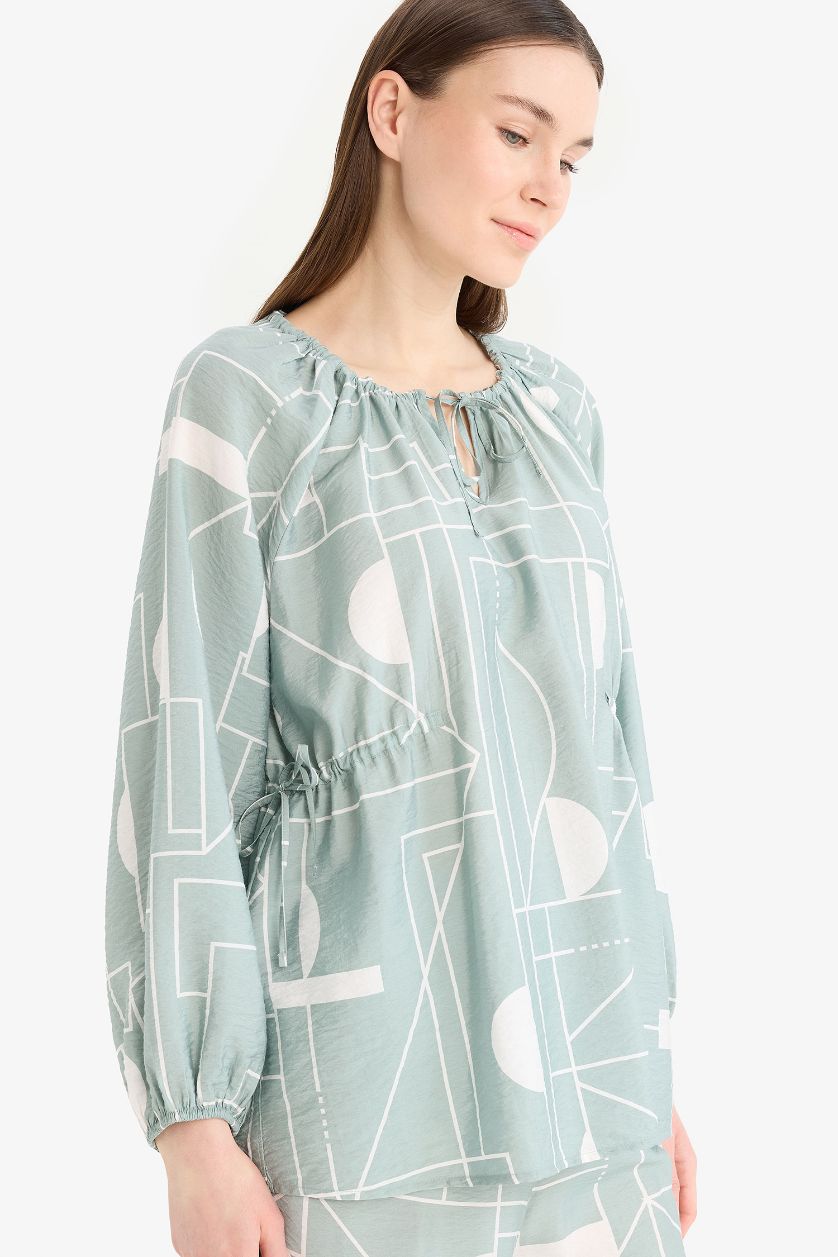 FEMME Bleu Blouse à manches longues Coupe régulière