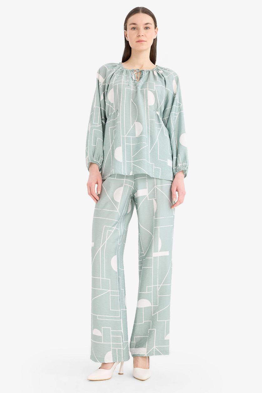 FEMME Bleu Blouse à manches longues Coupe régulière