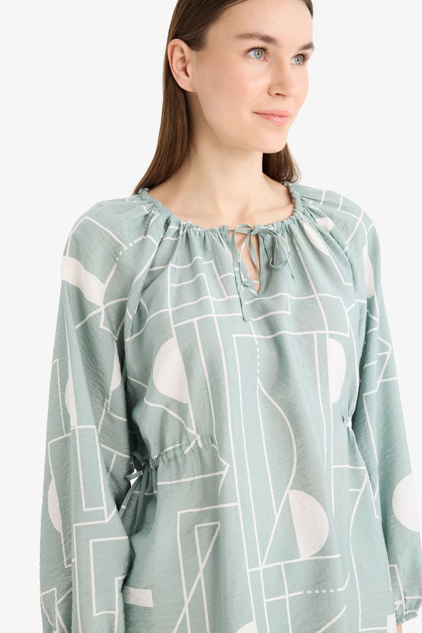 FEMME Bleu Blouse à manches longues Coupe régulière