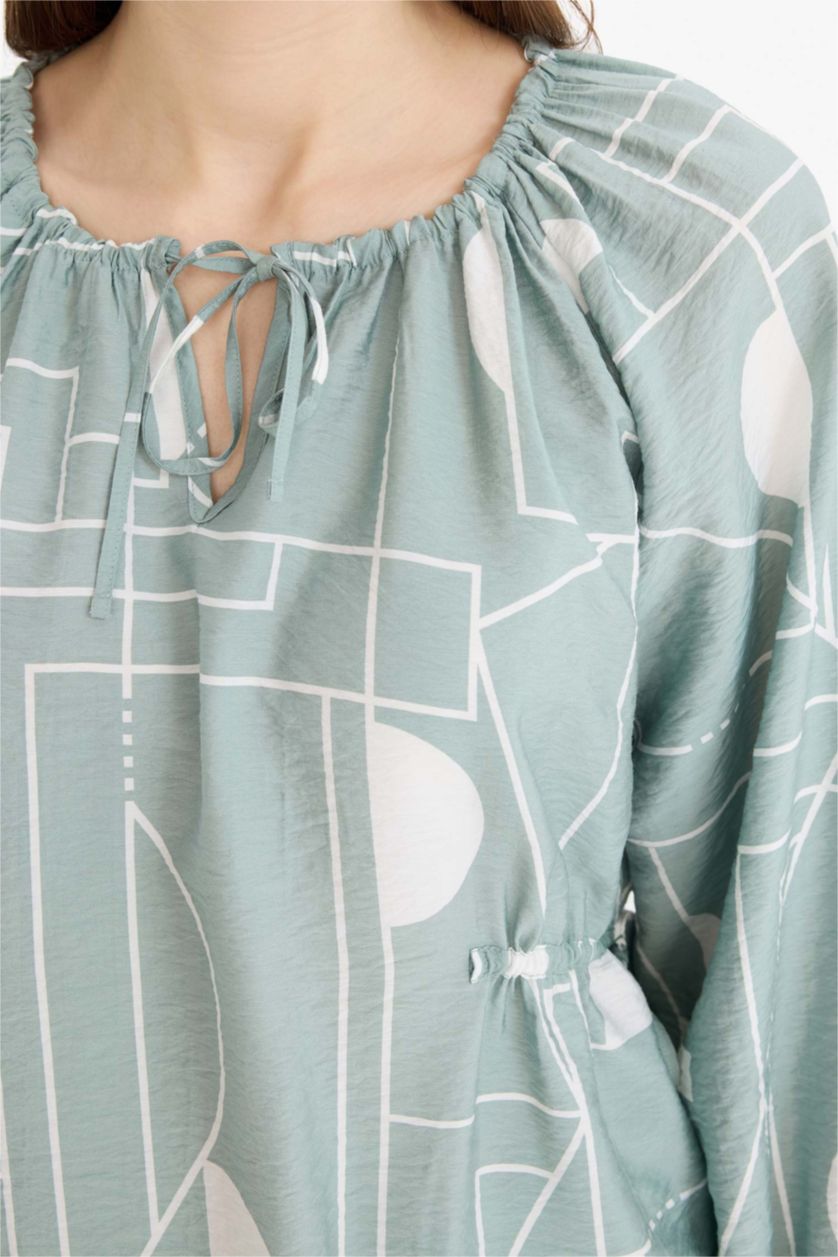 FEMME Bleu Blouse à manches longues Coupe régulière