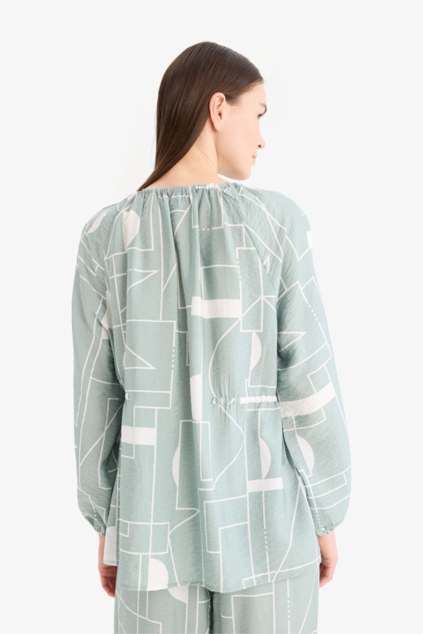 FEMME Bleu Blouse à manches longues Coupe régulière