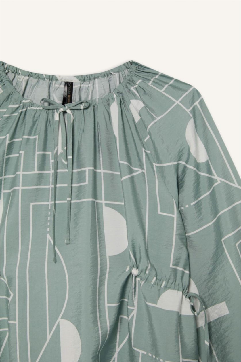 FEMME Bleu Blouse à manches longues Coupe régulière