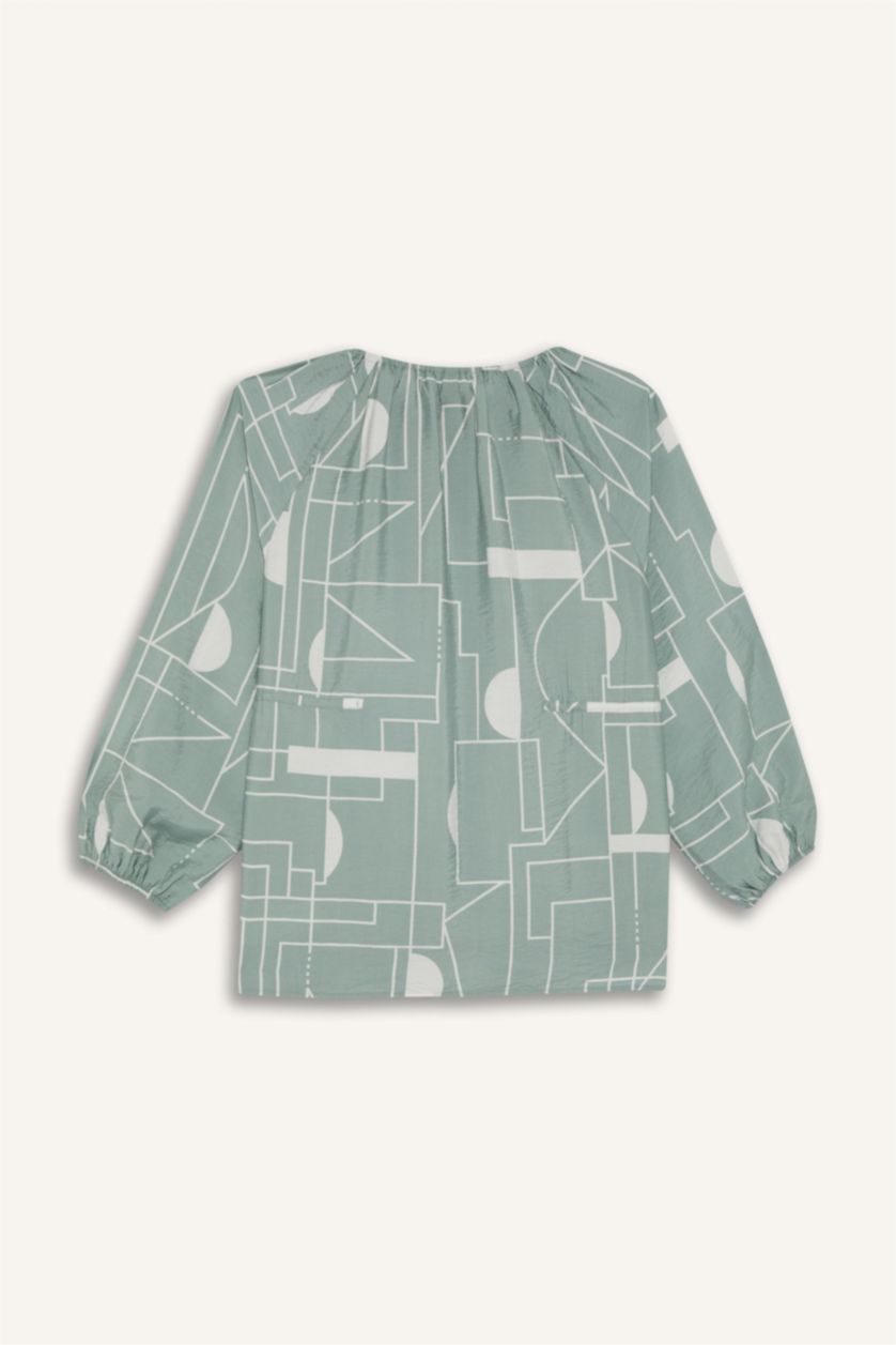 FEMME Bleu Blouse à manches longues Coupe régulière