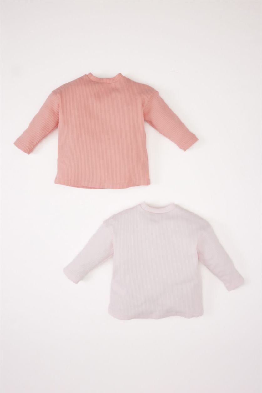 BABY GIRL Rose Baby Girl Embroidered Ribbed Camisole 2 Piece Long Sleeve T-Shirt