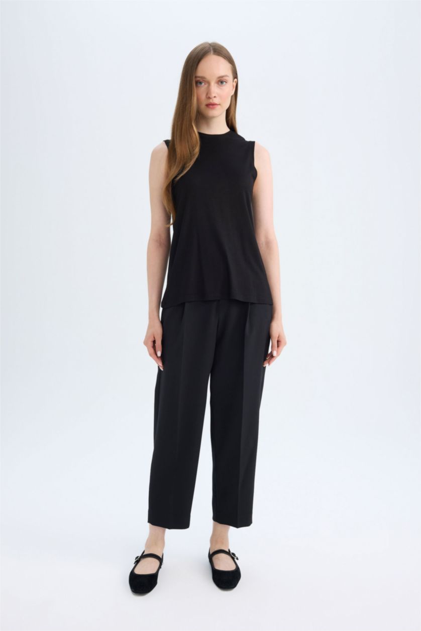 نساء أسود تونيك تيشيرت سامبل قصة مريحة بدون كم